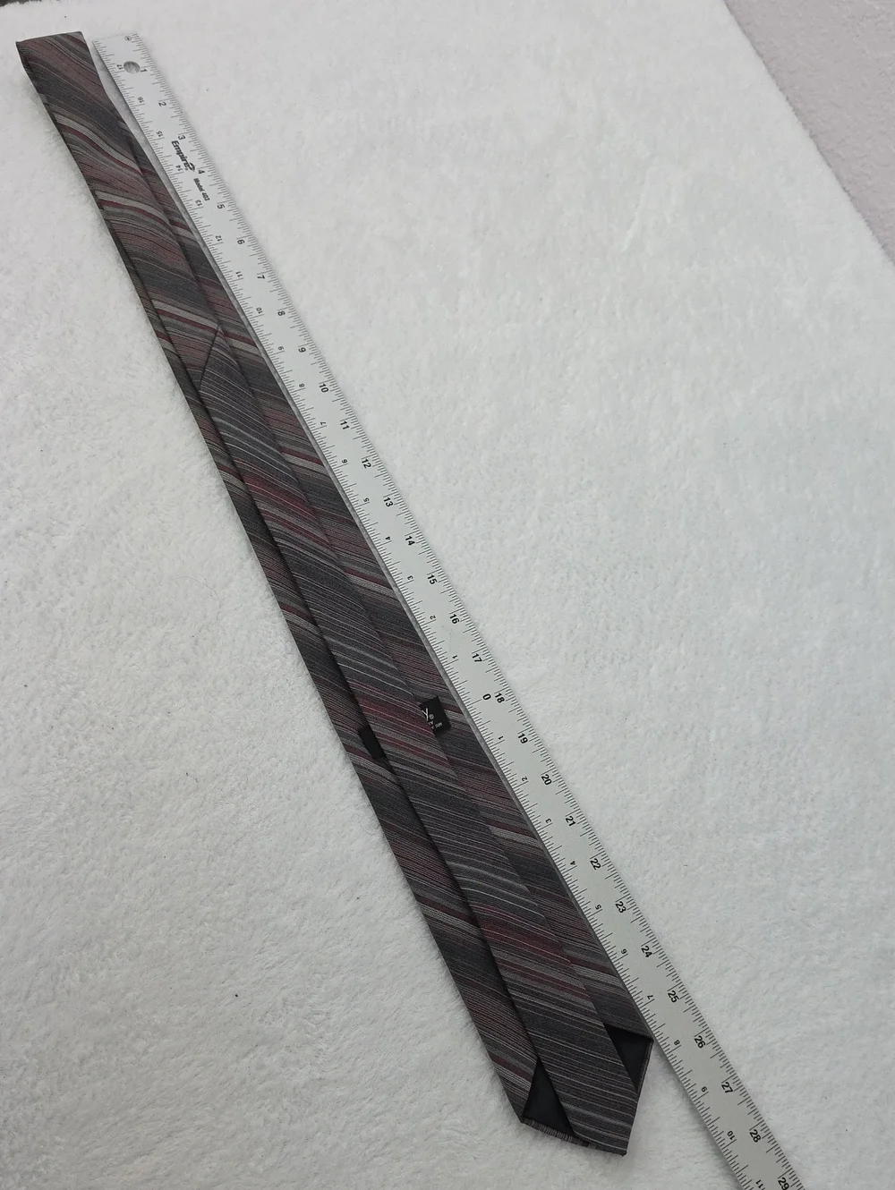 Wembley Diagonal Striped Neck Tie Gray Burgundy Silver Polyester